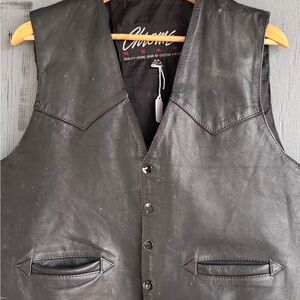 Chrome Gear Vintage Black Leather Biker Vest for Men